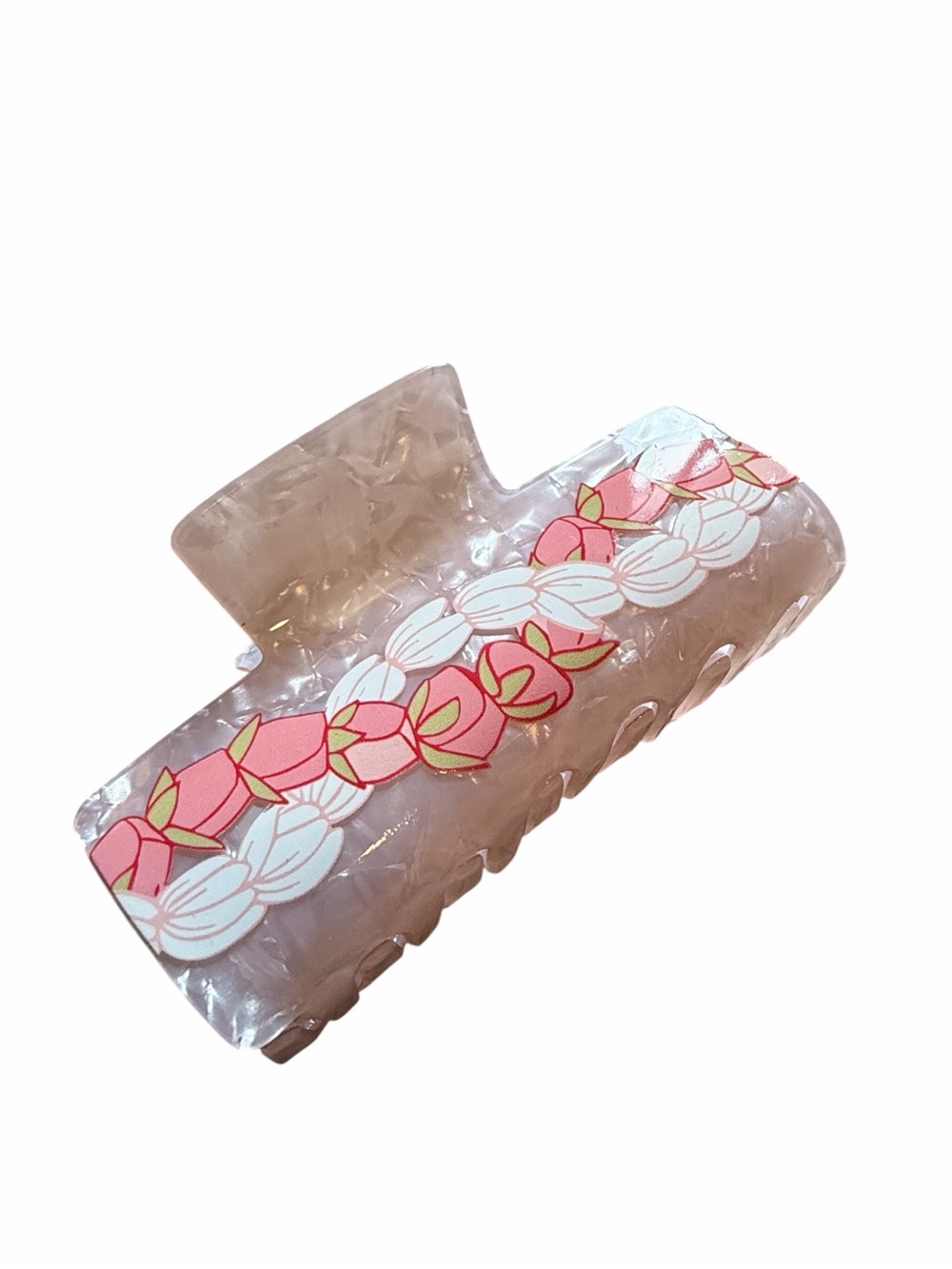 Double Lei Hair Claw - Light Pink acetate